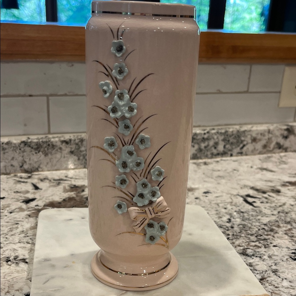 Antique Thames Floral Pink Vase